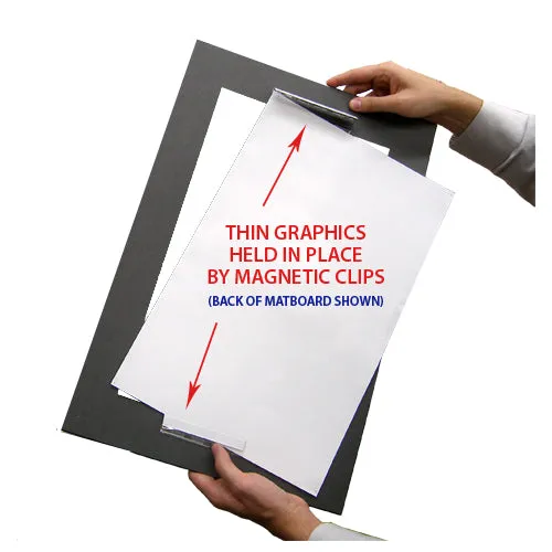 Designer Euro-Style 8.5x11 Slide-in Frames for Posters, Signs, Menus, Photos, Documents   2" Wide Matboard Border